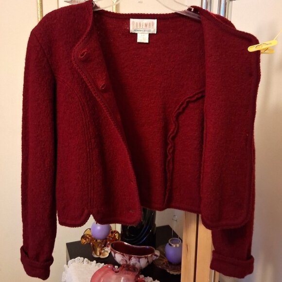 Vintage Braemar Jeremy Scott Wine-red Burgundy 100% Wool Fall Winter Jacket - Picture 13 of 14